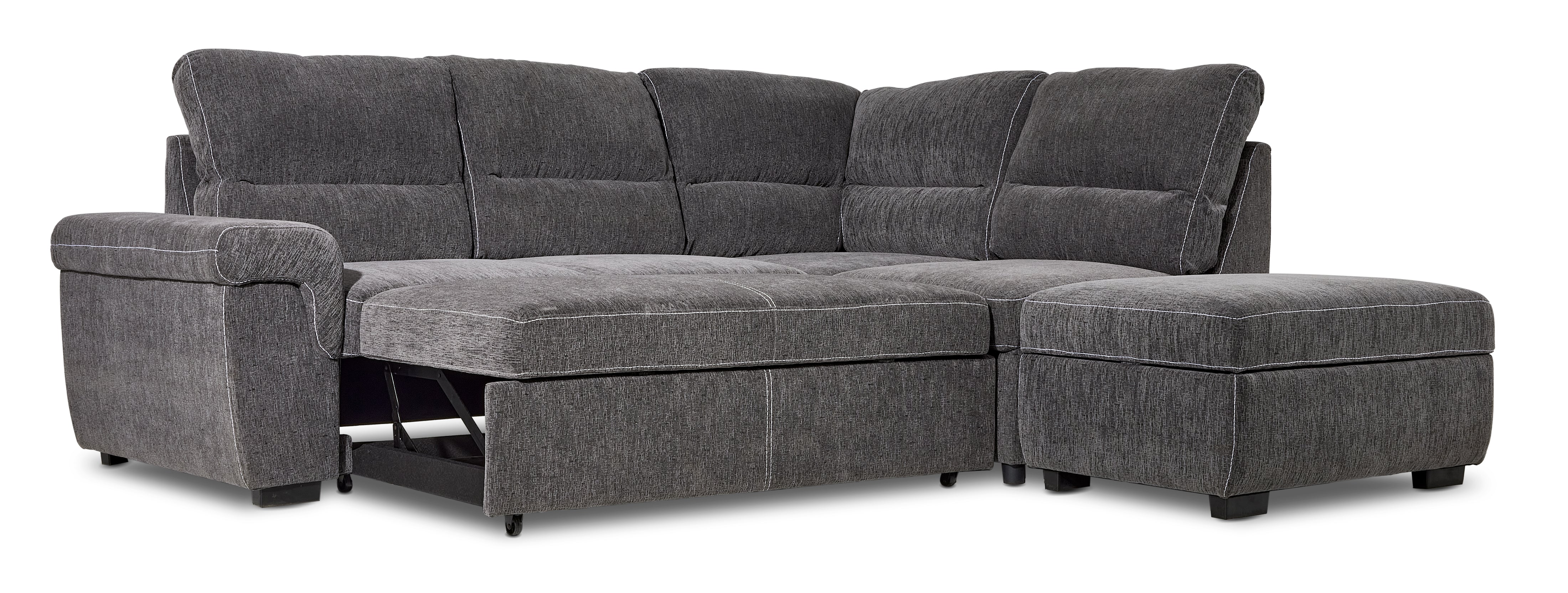 Serafina 4-Piece Sectional with Left Facing Pop-Up Bed - Charcoal