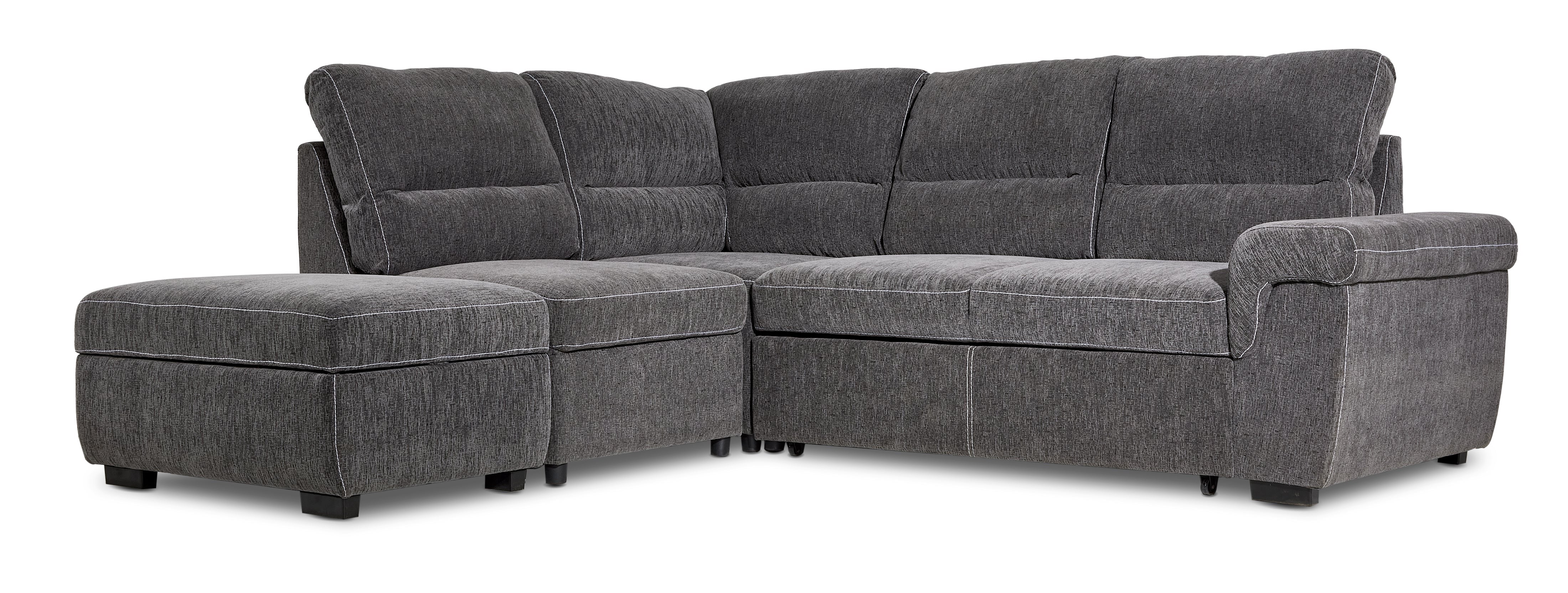 Serafina 4-Piece Sectional with Right Facing Pop-Up Bed - Charcoal