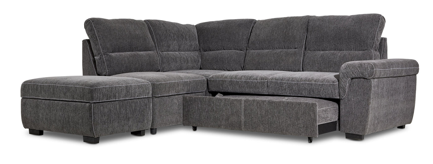 Serafina 4-Piece Sectional with Right Facing Pop-Up Bed - Charcoal