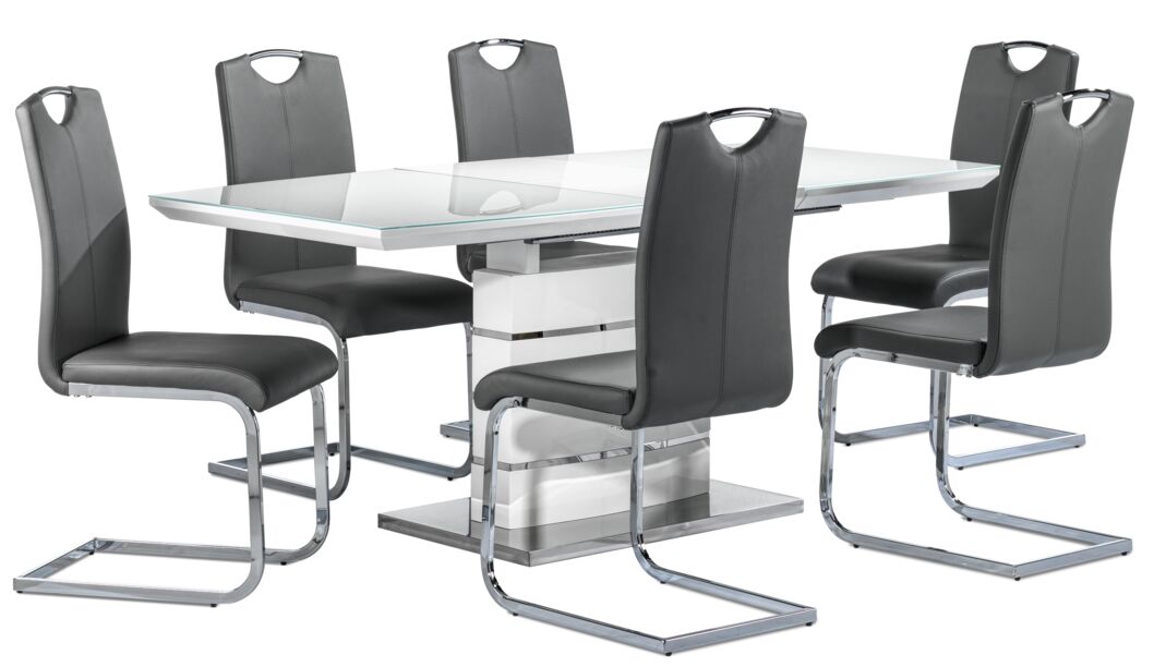 Danny 7-Piece Dining Set - White and Dark Grey