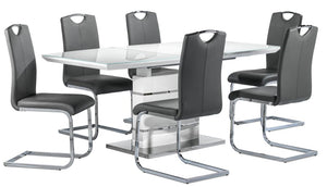Danny 7-Piece Dining Set - White and Dark Grey