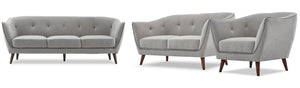 Ava II 3 Pc. Living Room Package - Light Grey