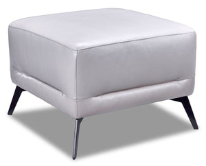 Aston Leather Ottoman - Light Grey