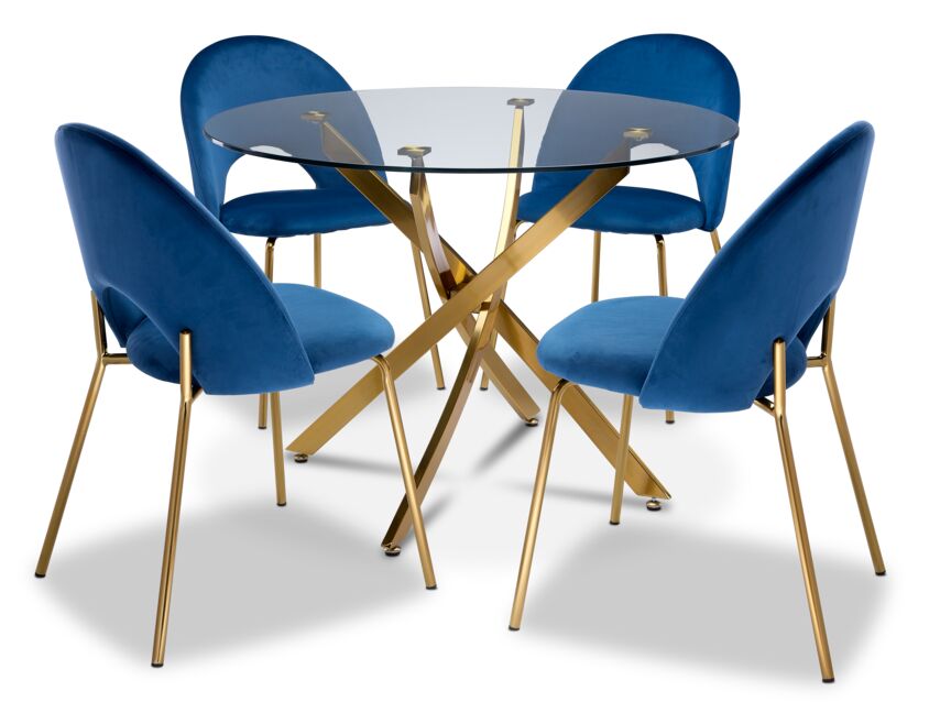 Aurora 5 Piece Round Dining Set - Blue
