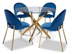 Aurora 5 Piece Round Dining Set - Blue