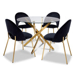 Aurora 5 Piece Round Dining Set - Black