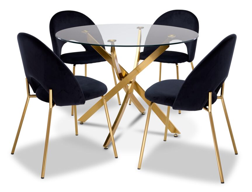 Aurora 5 Piece Round Dining Set - Black