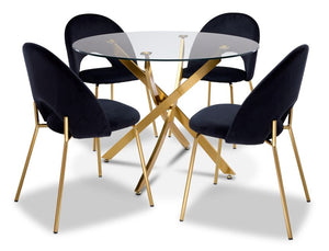Aurora 5 Piece Round Dining Set - Black