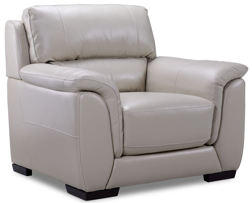 Avalon 2 Pc. Leather Living Room Package w/ Chair - Grey