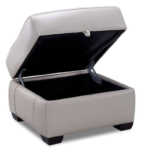 Avalon Leather Ottoman - Grey