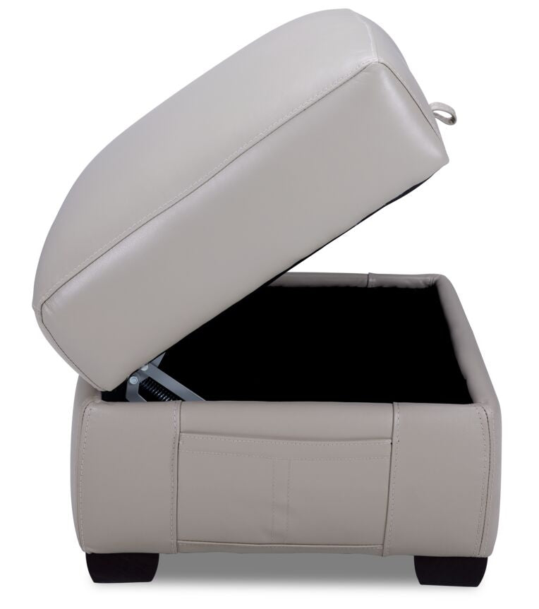 Avalon Leather Ottoman - Grey