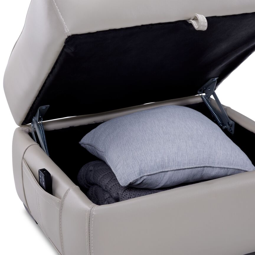 Avalon Leather Ottoman - Grey