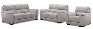 Avalon 3 Pc. Leather Living Room Package - Grey
