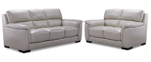 Avalon 2 Pc. Leather Living Room Package w/ Loveseat - Grey