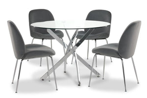 Avery II 5-Piece Dining Set - Grey, Chrome