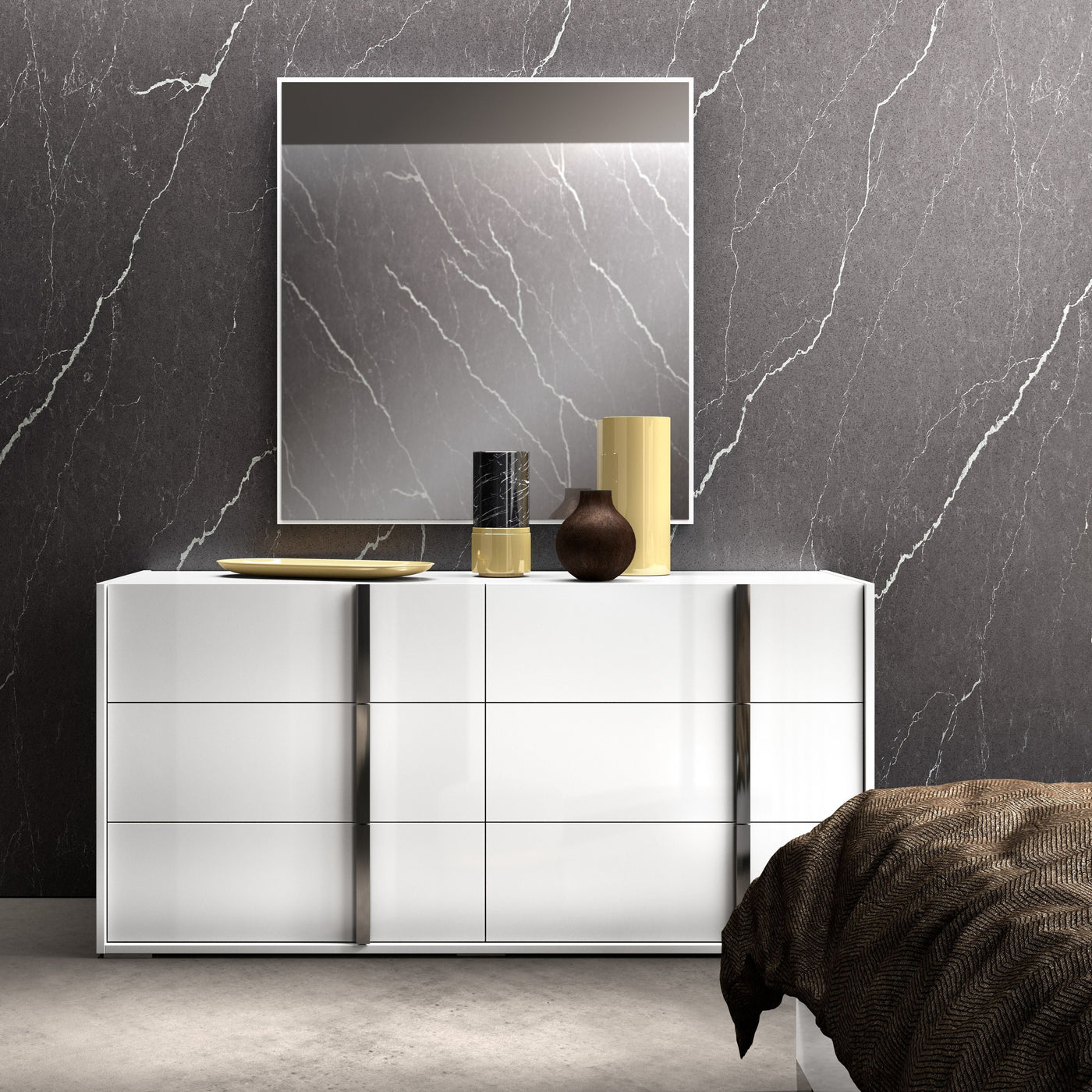 Bianca 6 Drawer Dresser - White Lacquer