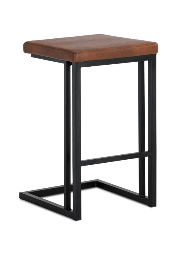 Boone Counter Height Stool - Black, Bravo Cognac