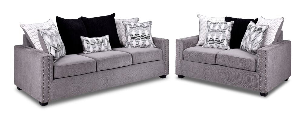 Brooklyn Sofa and Loveseat Set- Grey