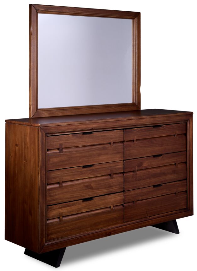 Camila 6 Drawer Dresser - Rustic Brown