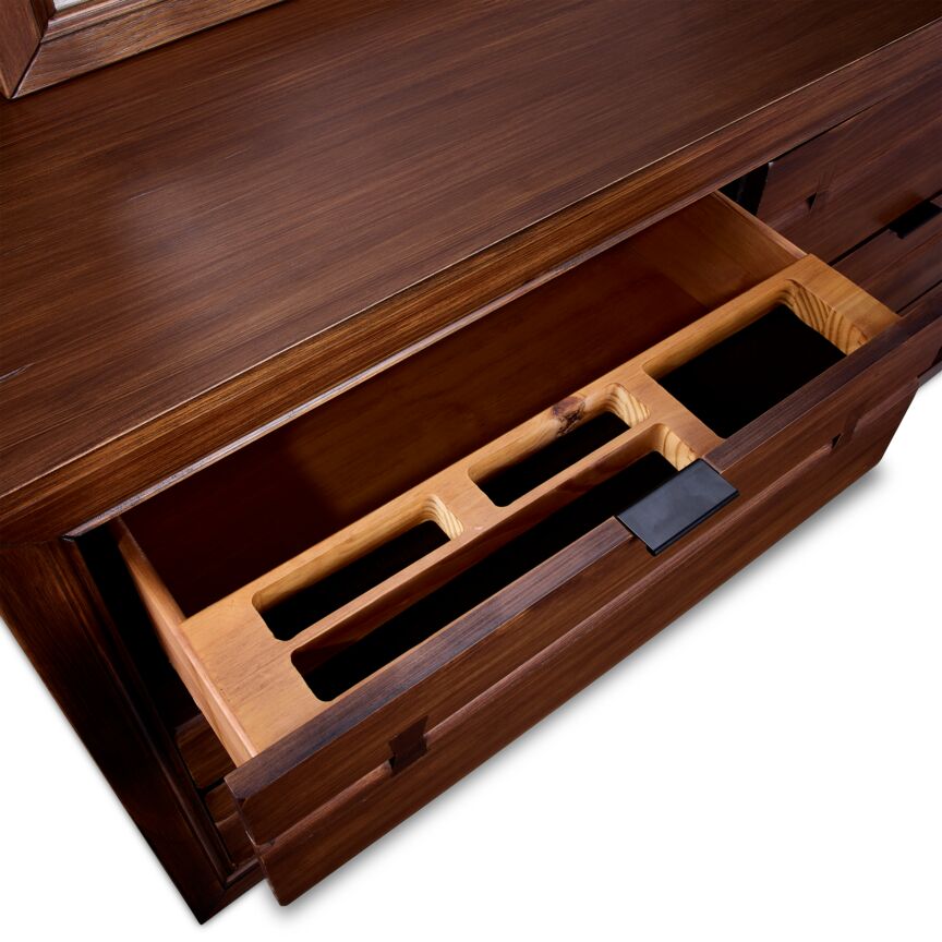 Camila 6 Drawer Dresser - Rustic Brown