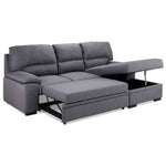 Camille Pop-Up Sofa Bed with Right-Facing Chaise- Grey, Charcoal
