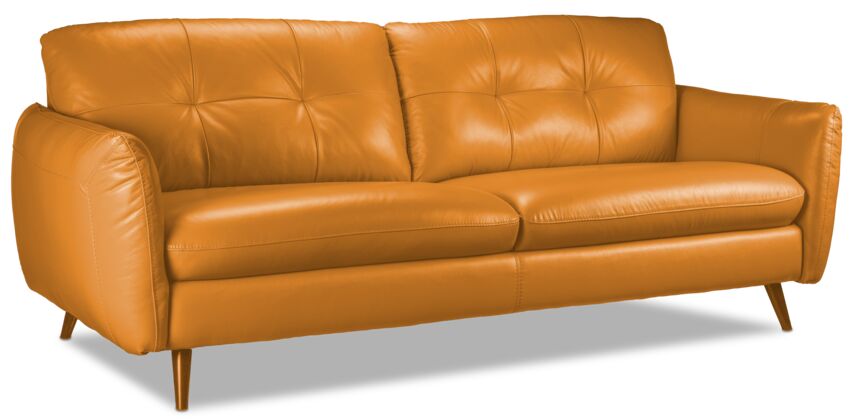 Carlino Leather Sofa - Honey Yellow