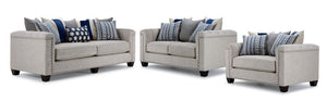 Charice Sofa, Loveseat & Chair and a Half - Putty