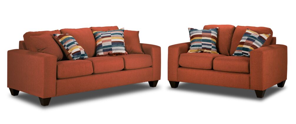 Cindy Sofa and Loveseat Set-Brick
