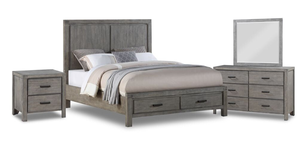 Copeland 6-Piece King Storage Bedroom Set- Wire-Brushed Grey