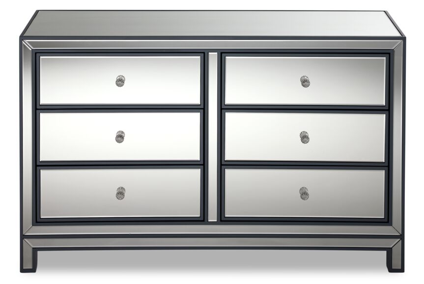 Crystal 6 Drawer Dresser - Mirrored Glass