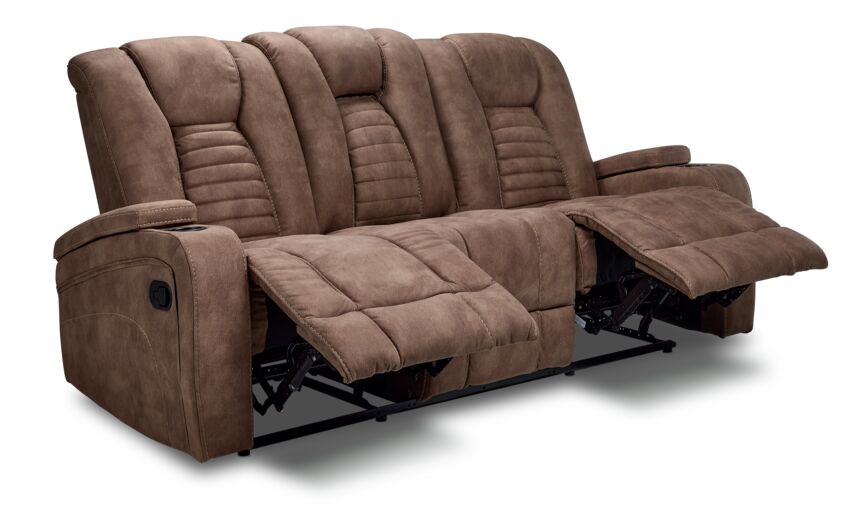 Dallas Reclining Sofa With Drop Down Table- Mocha