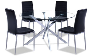 Darron 5-Piece Round Dining Set - Black