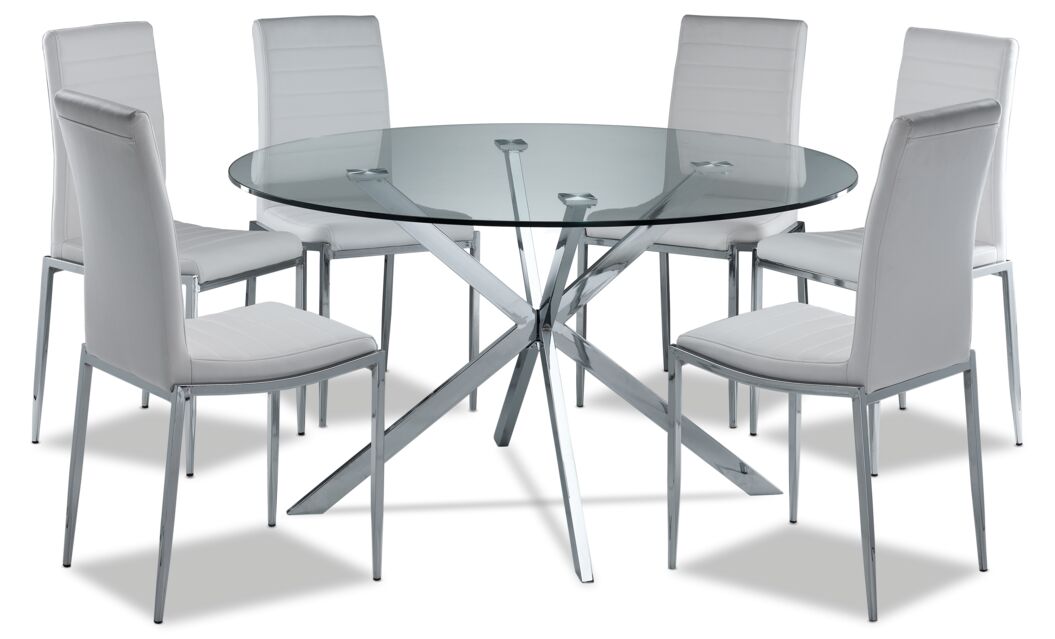 Darron 7-Piece Round Dining Set - White