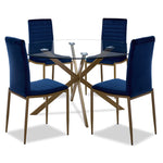 Darron 5-Piece Round Dining Set - Blue, Gold