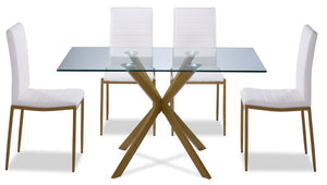 Darron 5-Piece Dining Set - White, Gold