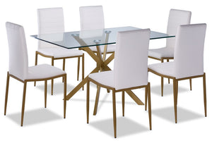 Darron 7-Piece Dining Set - White, Gold