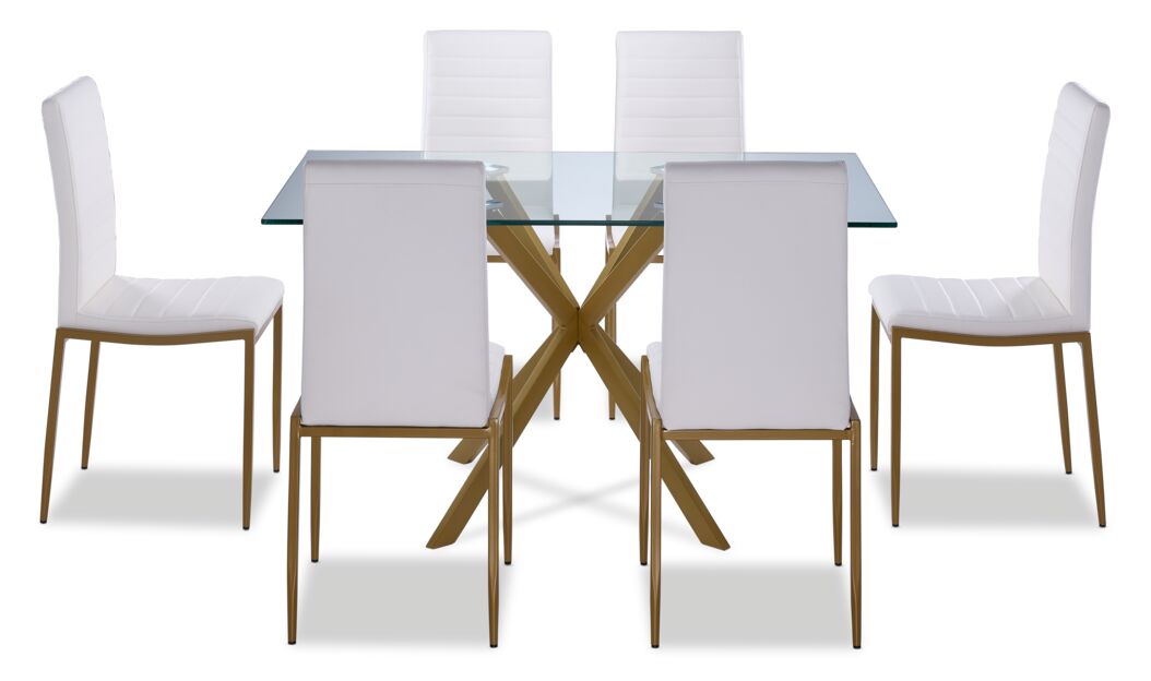 Darron 7-Piece Dining Set - White, Gold