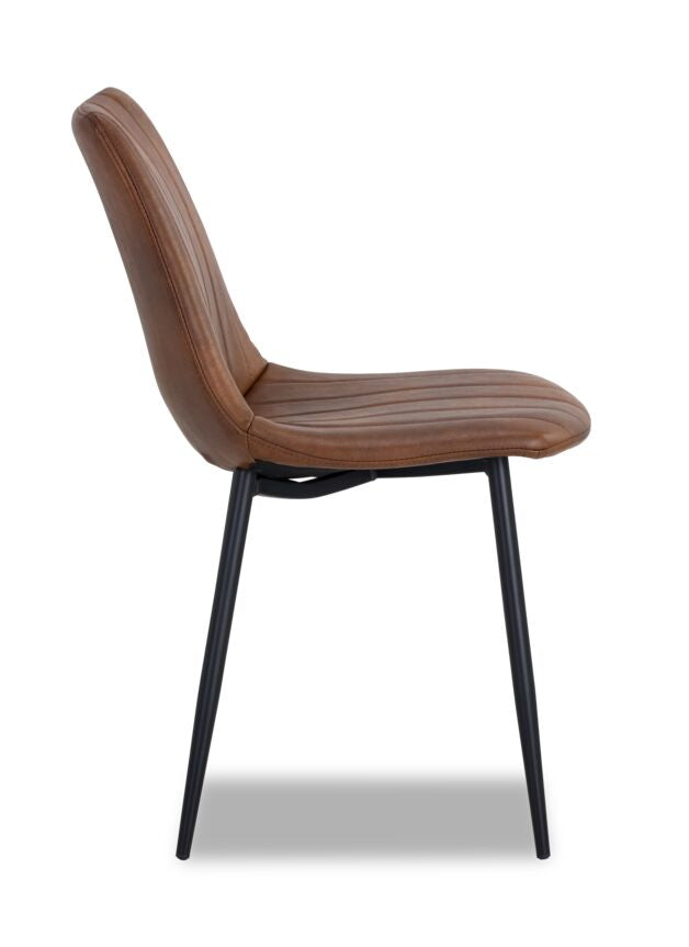 Drew Side Chair - Black, Bravo Cognac