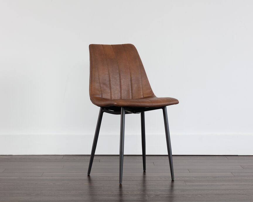 Drew Side Chair - Black, Bravo Cognac