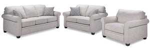 Duffield Sofa, Loveseat and Chair and a Half Set - Light Beige