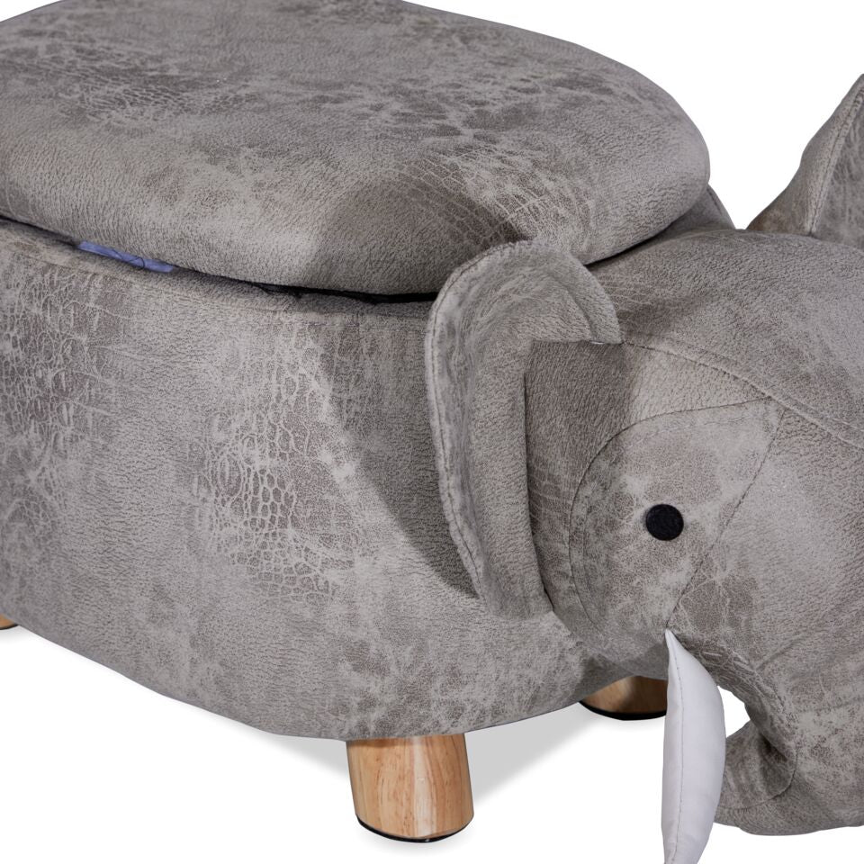 Elephant Storage Ottoman - Grey