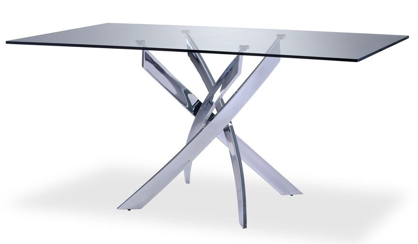 Ellis 5-Piece Dining Set-Glass, Chrome, Black