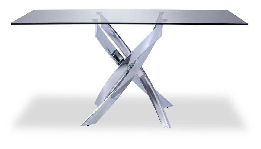 Ellis 5-Piece Dining Set-Glass, Chrome, Black