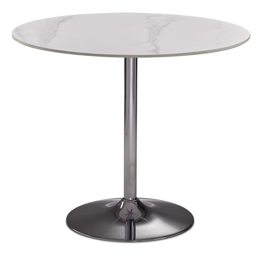 Elly Condo Dining Table Sintered Stone - White, Chrome