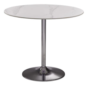 Elly Condo Dining Table Sintered Stone - White, Chrome