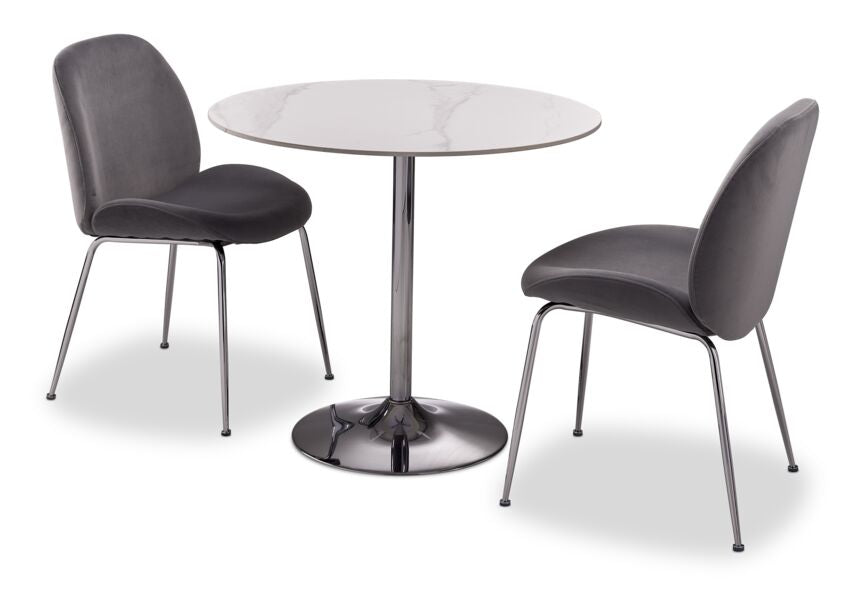 Elly Condo 3-Piece Dining Set Sintered Stone - White, Chrome