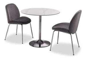 Elly Condo 3-Piece Dining Set Sintered Stone - White, Chrome