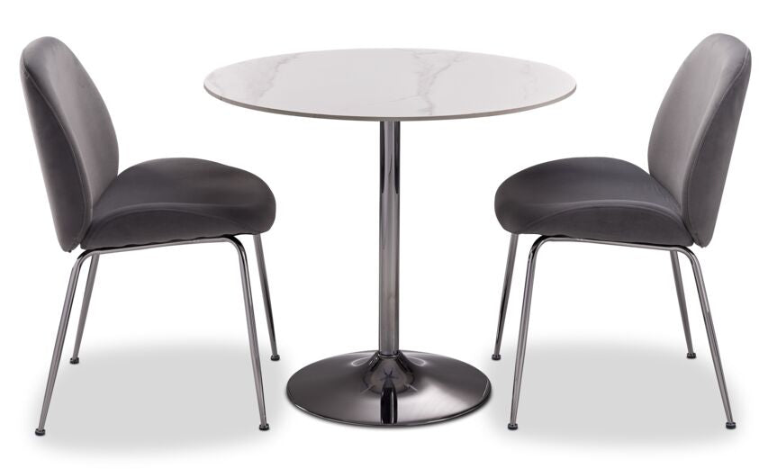 Elly Condo 3-Piece Dining Set Sintered Stone - White, Chrome