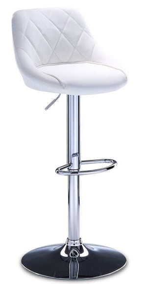 Esma Bar Height Stool - White, Chrome