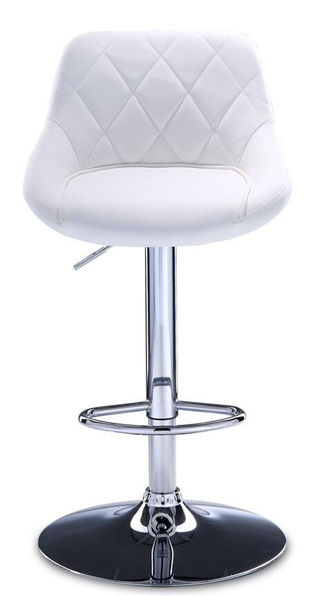Esma Bar Height Stool - White, Chrome